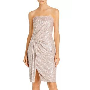 Black Halo Domino Sequin Strapless Cocktail Dress